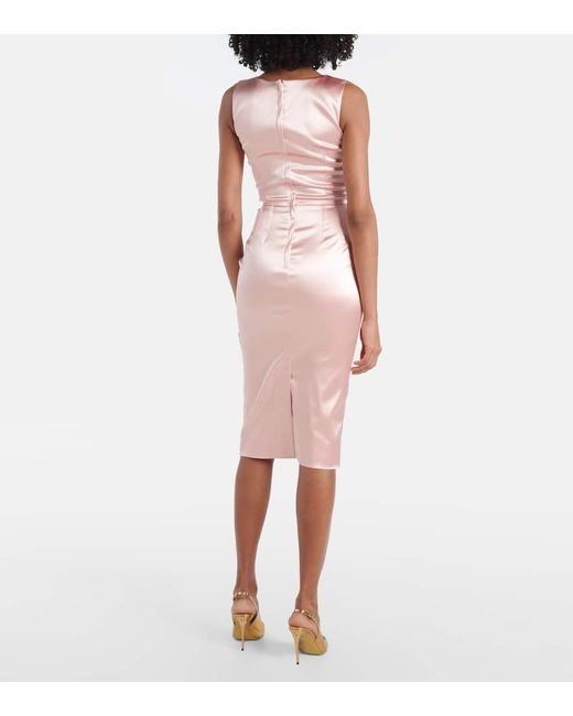 Dolce & Gabbana Pink Satin Midi Dress