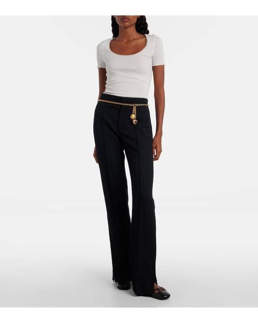 Chloé Blue Schlaghose Aus Gabardine