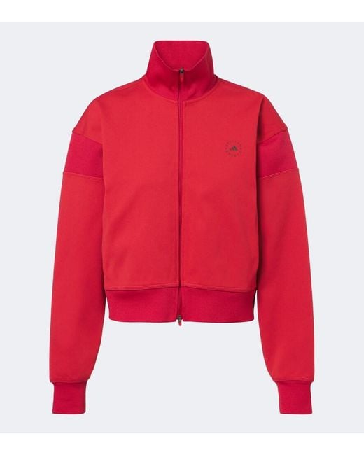 Adidas By Stella McCartney Red Logo Zip-Up Sweatshirt