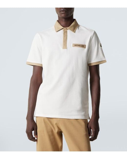 Polo De Pique De Algodon Con Logo Moncler de hombre de color White