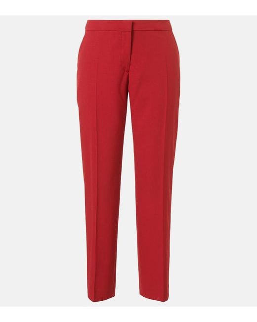 Dries Van Noten Red Wool Slim Pants