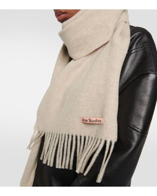 Acne Natural Canada Skinny Fringed Wool Scarf