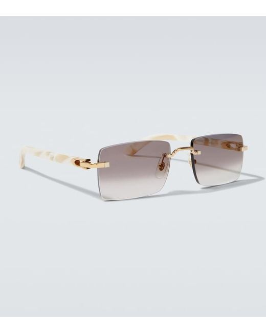 Cartier Brown Signature C De Cartier Rectangular Sunglasses for men