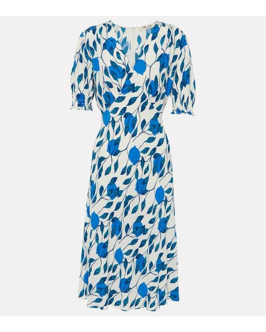 Vestido midi Jemma de crepe estampado Diane von Furstenberg de color Blue
