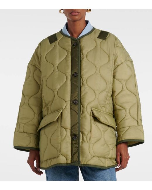 Frankie Shop Green Teddy Oversized Quilted Jacket