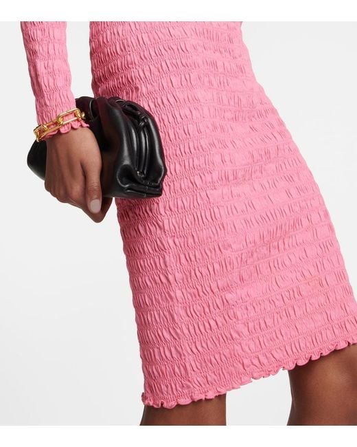 Patou Pink Smocked Cotton-Jersey Mini Dress