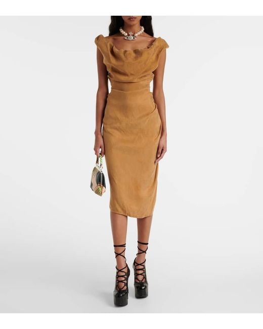 Abito Lungo Ginnie Con Ruches di Vivienne Westwood in Brown