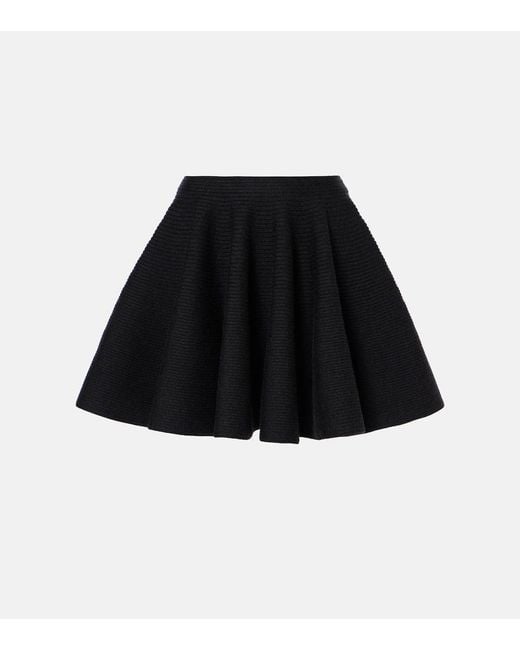 Alaïa Black Wool-Blend Miniskirt