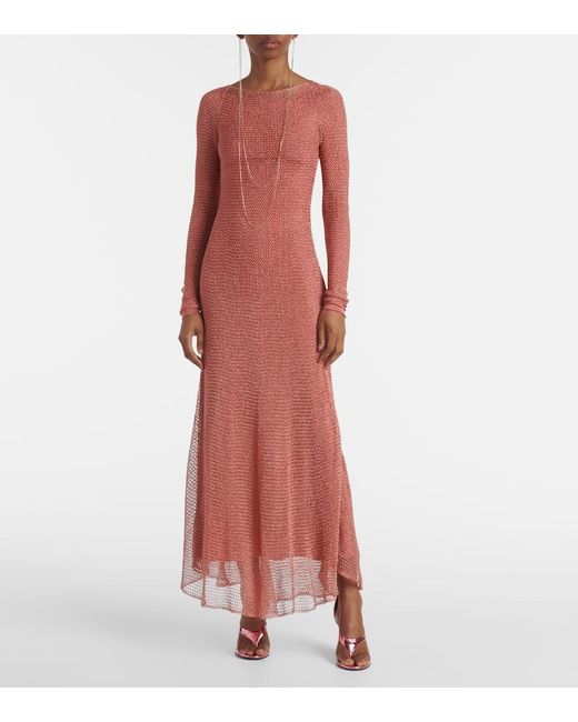 Alaïa Red Sheer Maxi Dress