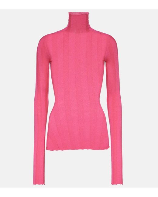 Sportmax Pink Turtleneck Wool-blend Sweater