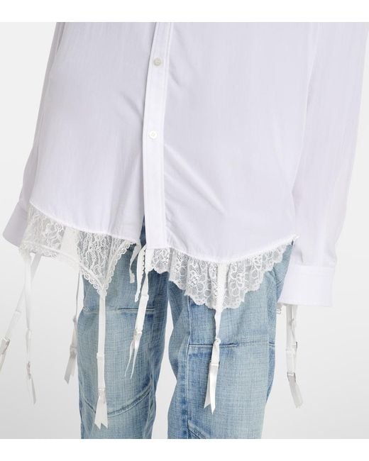 Balenciaga White Oversize-Hemd Mit Spitze