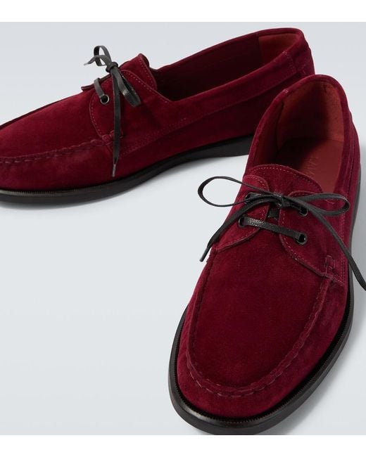 Saman Amel Red City Moc Suede Boat Shoes for men