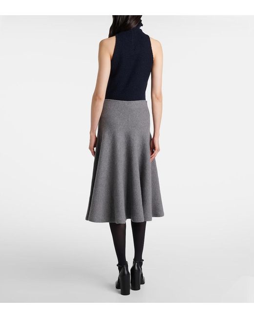 Alaïa Gray Cashmere-Blend Midi Skirt