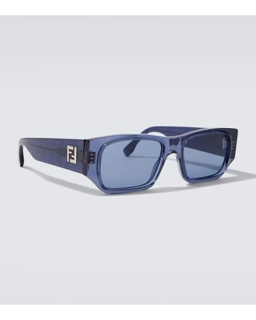 Fendi Blue Ff Squared Square Sunglasses for men