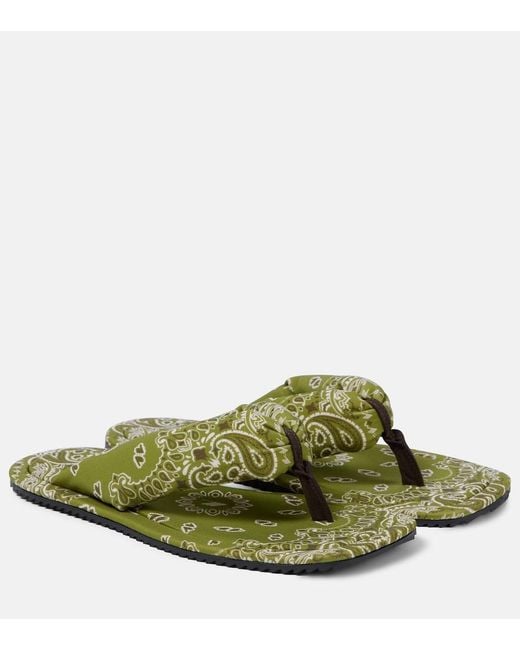 The Attico Green Indie Bandana Printed Thong Sandals