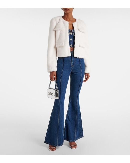 Self-Portrait White Faux Shearling Jacket