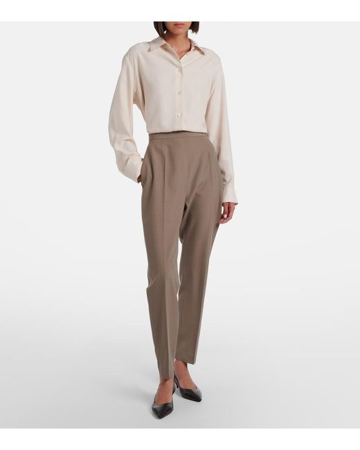 The Row Brown Eranza Wool Straight Pants