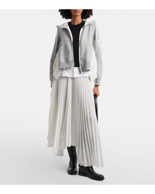 Sacai Gray Paneled Zip-Up Hoodie