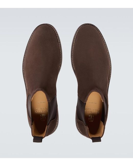 Brunello Cucinelli Brown Suede Chelsea Boots for men