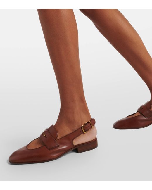 Tod's Brown Leather Slingback Loafer Pumps