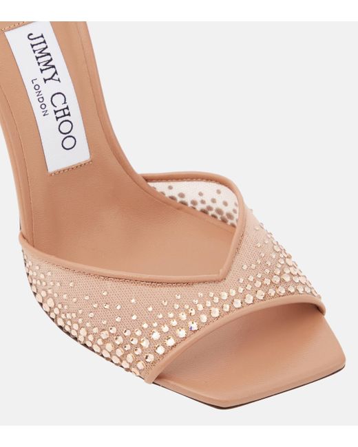 Jimmy Choo Pink Saeda 100 Crystal-embellished Sandals