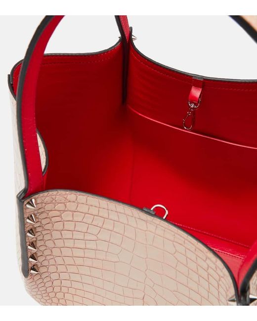Christian Louboutin Natural Cabarock Kleine Tote Aus Leder Mit Krokodileffekt Und Nieten
