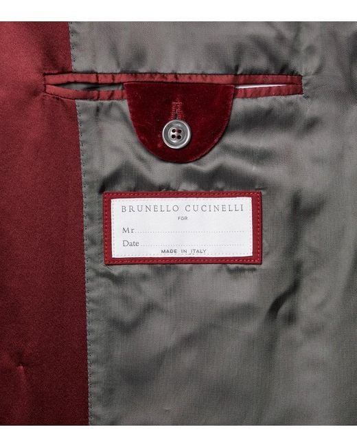 Brunello Cucinelli Red Cotton And Silk Velvet Tuxedo Jacket for men