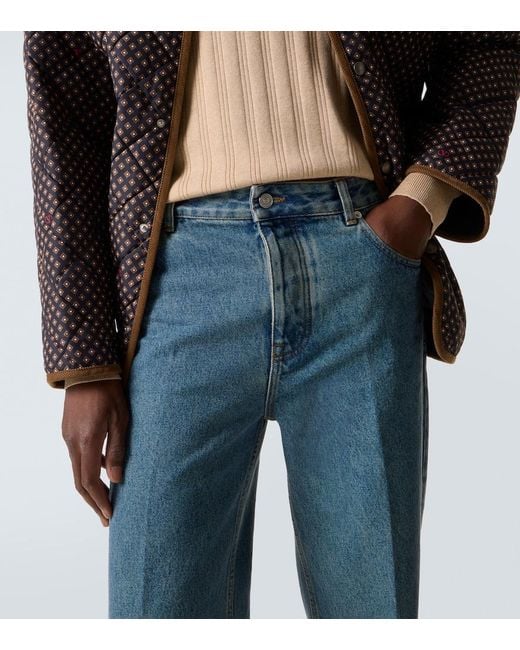 Valentino Blue Mid-Rise Straight Jeans for men