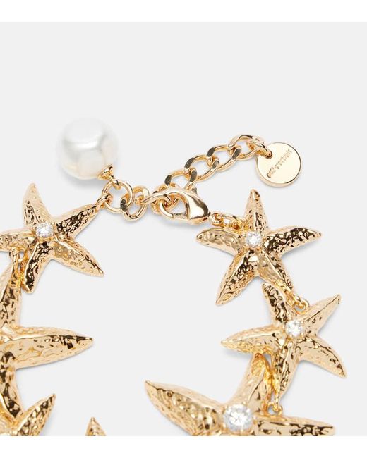 Self-Portrait Metallic Armband Mit Zierperlen, 18Kt Vergoldet