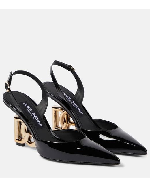 Dolce & Gabbana Lollo Patent Leather Slingback Pumps in Black | Lyst