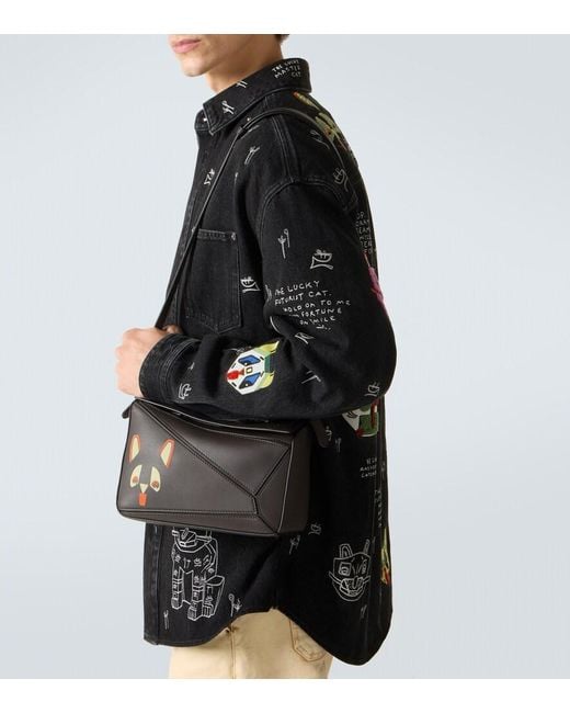 Loewe Black X Louis Wain Puzzle Top-Handle Bag for men