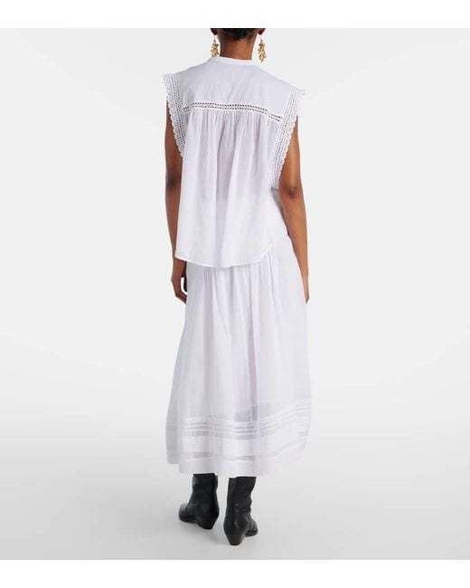 Isabel Marant White Grecia Lace-Trimmed Cotton Blouse