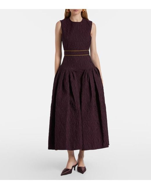 Roksanda Purple Aya Smocked Cloque Midi Dress
