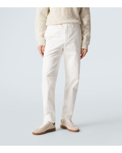 Loro Piana White Carlo Cotton-Blend Straight Pants for men