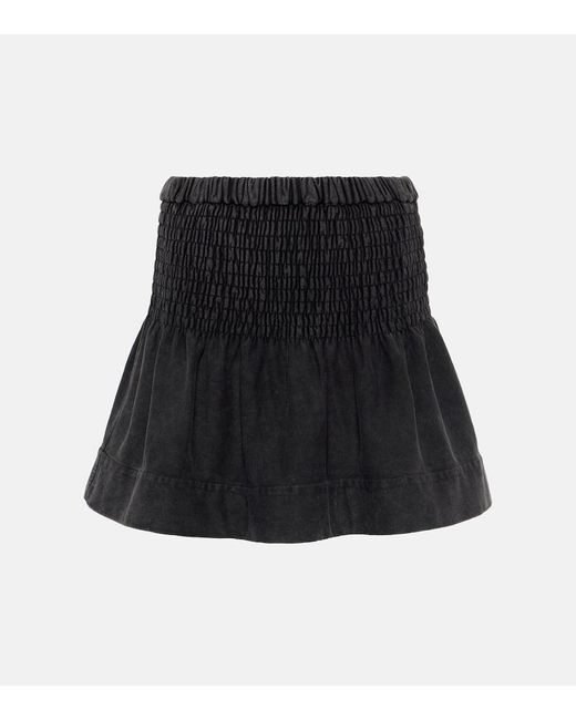 Isabel Marant Black Pacifica Smocked Cotton Miniskirt