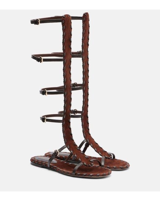 Gianvito Rossi Brown Zaira Suede And Leather Gladiator Sandals