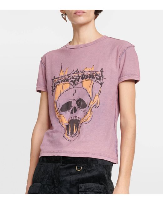 Acne Pink Printed Cotton Jersey T-shirt