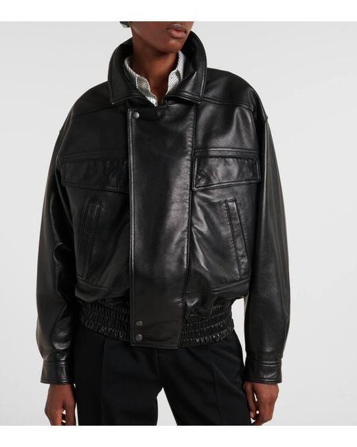 Saint Laurent Black Leather Bomber Jacket