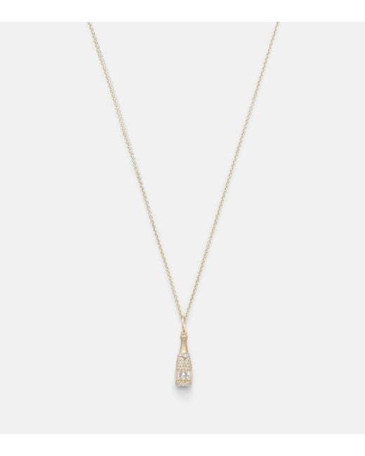 Sydney Evan White Champagne Bottle 14Kt Pendant Necklace With Diamonds