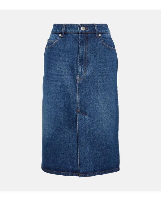 AMI Blue Denim Pencil Skirt