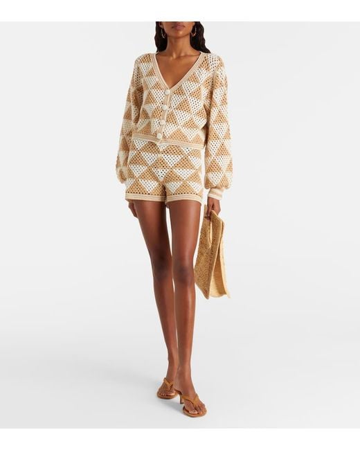 Anna Kosturova Natural Maija Crochet Cotton Shorts