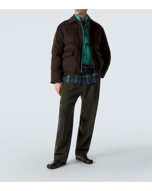 Auralee Blue Checked Wool Shirt for men