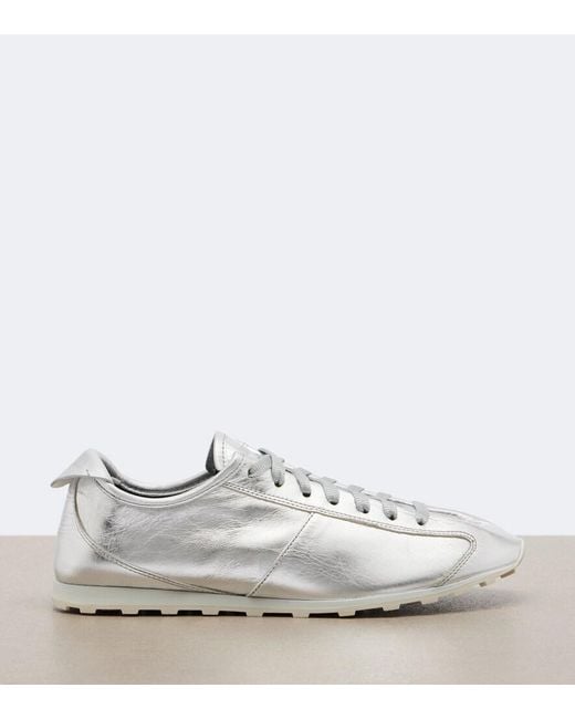 Jacquemus White Tennis Metallic Leather Sneakers