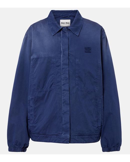 Miu Miu Blue Cotton Twill Blouson Jacket