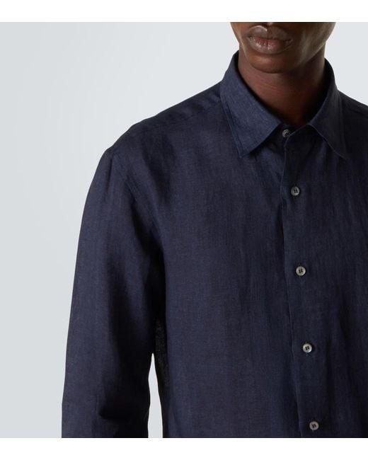 Brioni Blue Linen Shirt for men