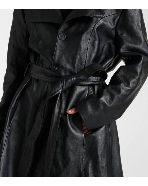 Balenciaga Black Mantel aus Leder