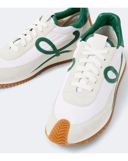 Loewe Green Flow Runner 2.0 Suede-Trimmed Sneakers for men