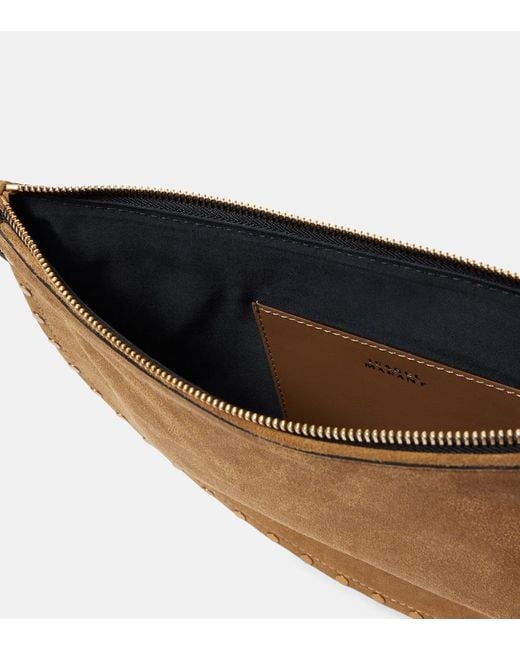 Isabel Marant Brown Oskan Soft Zipped Suede Shoulder Bag