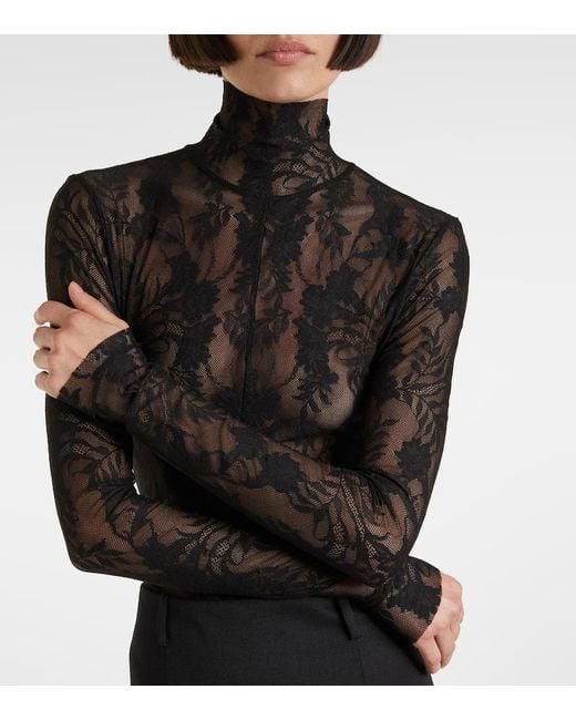 Norma Kamali Black Floral Lace Catsuit