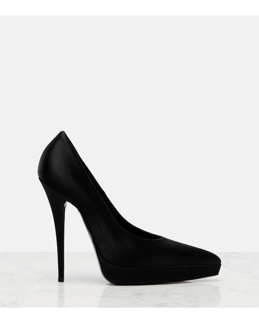 Saint Laurent Black Lisa 110 Satin Platform Pump